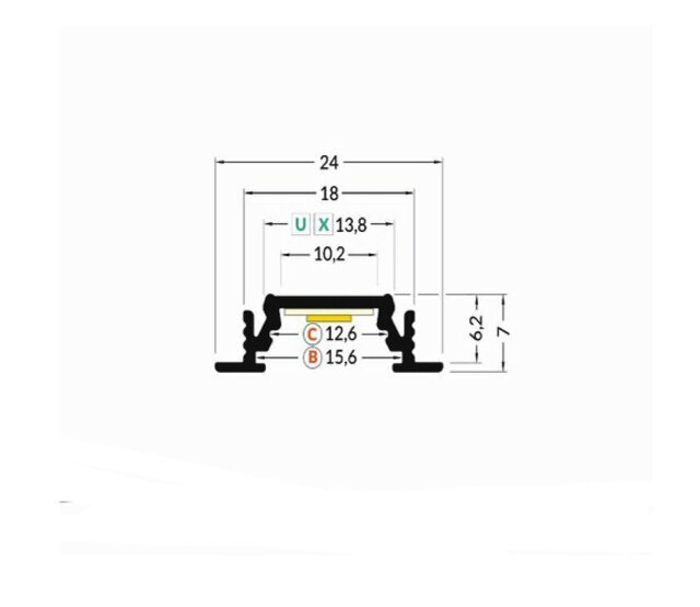 LED-Einbauprofil 4 Meter mit Abdeckung 24mm x 7mm - 208ALU | Aluminiumprofil für LED-Streifen | Innen- und Außenbeleuchtung | Diffusorabdeckung | Dimmbare LED-Beleuchtung | Einfache Montage LED-Einbauprofil 4 Meter mit Abdeckung 24mm x 7mm - 208ALU | Aluminiumprofil für LED-Streifen | Innen- und Außenbeleuchtung | Diffusorabdeckung | Dimmbare LED-Beleuchtung | Einfache Montage