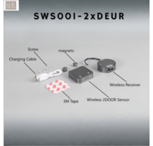 Drahtloser Doppeltürsensor mit LED-Streifen – SWS001-2xDEUR | 2,4 GHz Funktechnologie, 12 V DC, 30 m Reichweite, IP44 Schutzklasse, Einfache Montage für Sicherheitssysteme