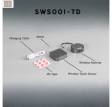 Kabelloser Touch-Dimmer für LED-Streifen – SWS001-TD mit 24V DC, 6A, PWM-Steuerung, 2,4 GHz Funktechnologie, kompatibel mit RGB/RGBW-LEDs, 10-100% Dimmbereich, 10 m Reichweite, CE-zertifiziert