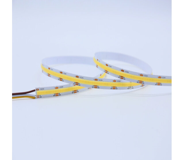 COB LED Streifen warmweiß 3000K – 24 V, 8 W/m, 800 lm/m, CRI 90, 320 LED/m, IP20, 5 m Rolle