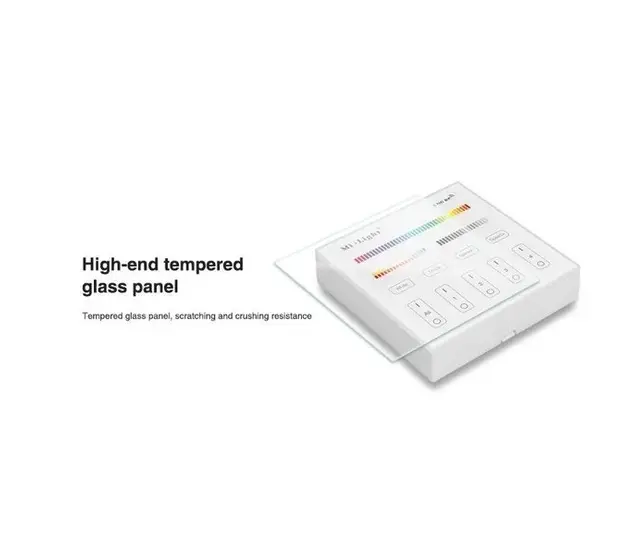 Draadloser LED-Wanddimmer Weiß B4 Miboxer – 4-Zonen-Steuerung für RGB+CCT LED-Streifen, 2,4 GHz Funk, kompatibel mit Smart Home, max. 144W/Zone, 12-24V DC, inkl. Fernbedienung Draadloser LED-Wanddimmer Weiß B4 Miboxer – 4-Zonen-Steuerung für RGB+CCT LED-Streifen, 2,4 GHz Funk, kompatibel mit Smart Home, max. 144W/Zone, 12-24V DC, inkl. Fernbedienung