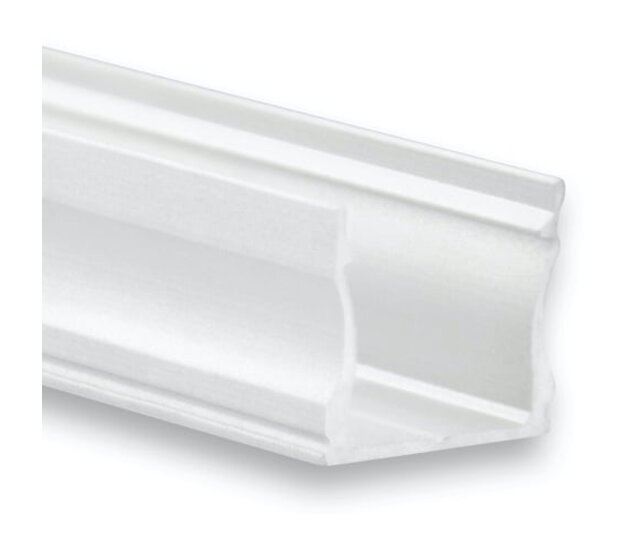17 x 15,2 mm weißes LED-Aluminiumprofil mit opaler Abdeckung für LED-Streifen bis 14,74 mm Breite – 06WIT, 0,6 W, 2 m, inklusive Montagezubehör