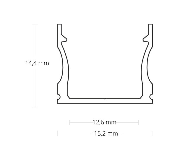 17 x 15,2 mm weißes LED-Aluminiumprofil mit opaler Abdeckung für LED-Streifen bis 14,74 mm Breite – 06WIT, 0,6 W, 2 m, inklusive Montagezubehör