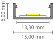 15 mm × 6,69 mm Aluminium-LED-Profil mit Abdeckung für LED-Streifen – A1 Silber. Präzise Montage, optimale Wärmeableitung, hochwertiges Aluminium. Passend für 10 mm breite LED-Bänder, ideal für Beleuchtungsprojekte.