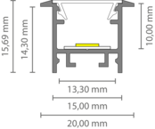 LED-Einbauprofil mit Klick-Abdeckung, 15 mm x 15,69 mm, 303ALU – Hochwertiges Aluminiumprofil für LED-Streifen, präzise Verarbeitung, ideal für indirekte Beleuchtung, Montagefreundlich, langlebig LED-Einbauprofil mit Klick-Abdeckung, 15 mm x 15,69 mm, 303ALU – Hochwertiges Aluminiumprofil für LED-Streifen, präzise Verarbeitung, ideal für indirekte Beleuchtung, Montagefreundlich, langlebig