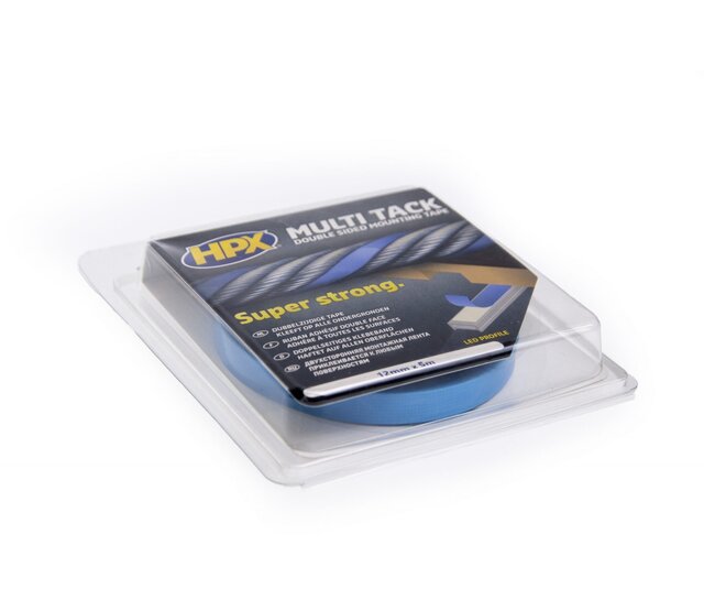 Doppelseitiges LED Profil-Klebeband 12 mm × 25 m – Blau | Ungeteilte Profi-Rolle