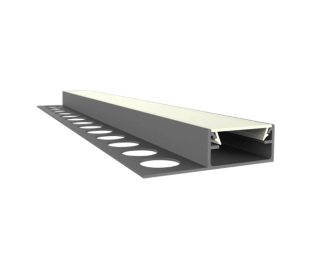 LED Fliesenprofil F1H – 40 × 10,8 mm, mit Abdeckung | Für LED Streifen bis 15 mm