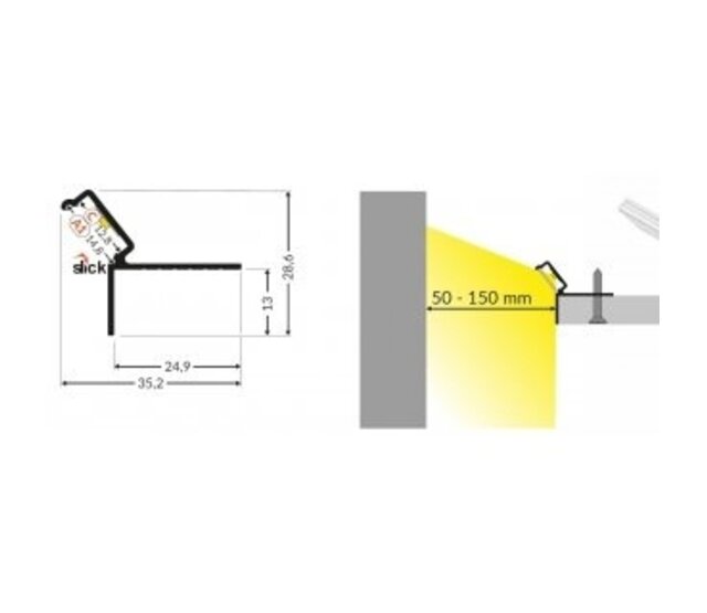 LED-Deckenleuchte für Gipskartonplatten mit Opal-Klickabdeckung, 35,20 mm x 28,60 mm, dimmbar, inkl. LED-Streifen, Einbauleuchte für moderne Raumbeleuchtung - PLAFOND12DOWN LED-Deckenleuchte für Gipskartonplatten mit Opal-Klickabdeckung, 35,20 mm x 28,60 mm, dimmbar, inkl. LED-Streifen, Einbauleuchte für moderne Raumbeleuchtung - PLAFOND12DOWN