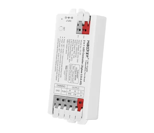 Professioneller Zigbee + 2,4 GHz 2-in-1 LED-Controller E2-ZR für LED-Streifen – Smart Home-fähig, dimmbar, kompatibel mit Alexa & Google Home, 24V/12V, max. 144W, RGB+CCT-Steuerung Professioneller Zigbee + 2,4 GHz 2-in-1 LED-Controller E2-ZR für LED-Streifen – Smart Home-fähig, dimmbar, kompatibel mit Alexa & Google Home, 24V/12V, max. 144W, RGB+CCT-Steuerung