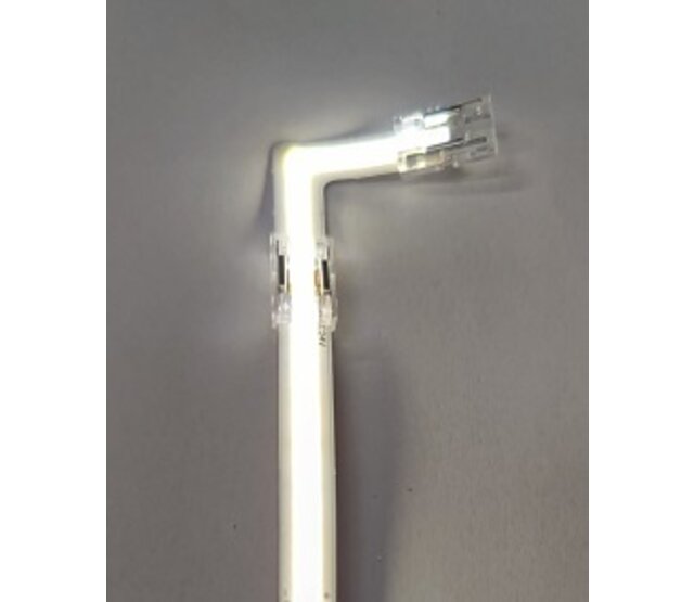 Durchgeleuchteter 24V COB LED Streifen - 90° transparenter Winkelverbinder für 4000K natürliches Weiß COB LED Streifen - IP20, ideal für präzise Beleuchtungslösungen