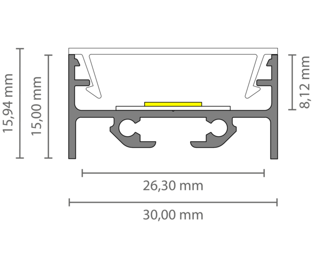 WLED Profil mit opaler Klickabdeckung 30 mm x 15 mm – XL304WEISS für LED Streifen, Aluminium, diffuses Licht, Montageleicht, 30 mm Breite, 15 mm Höhe, ideal für indirekte Beleuchtung WLED Profil mit opaler Klickabdeckung 30 mm x 15 mm – XL304WEISS für LED Streifen, Aluminium, diffuses Licht, Montageleicht, 30 mm Breite, 15 mm Höhe, ideal für indirekte Beleuchtung