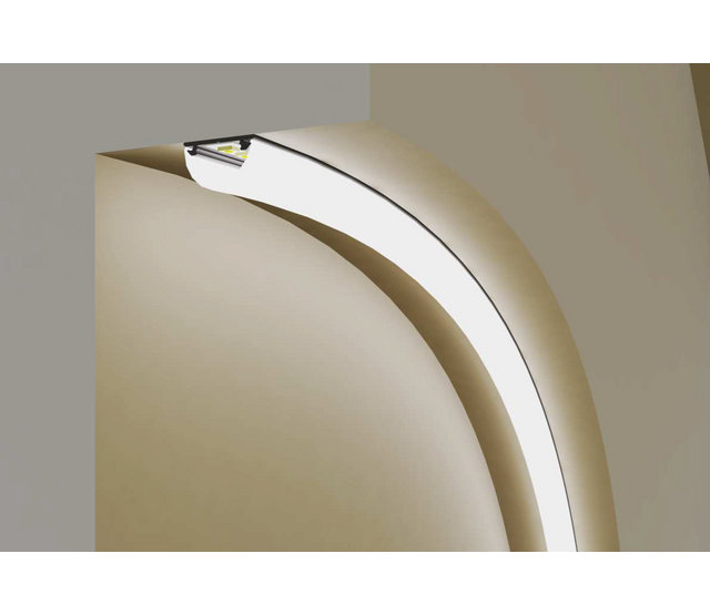 Schwarzes LED-Aluminiumprofil mit halbrunder Opal-Abdeckung, 200 cm, 20 mm x 3,3 mm, für LED-Streifen, F12ZWART, hochwertige Lichtstreuung, ideal für indirekte Beleuchtung Schwarzes LED-Aluminiumprofil mit halbrunder Opal-Abdeckung, 200 cm, 20 mm x 3,3 mm, für LED-Streifen, F12ZWART, hochwertige Lichtstreuung, ideal für indirekte Beleuchtung