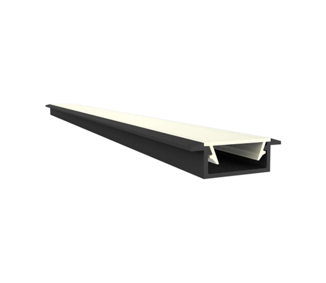 Schwarzes LED-Einbauprofil 15 mm x 6 mm mit Abdeckung für LED-Streifen – 308SCHWARZ | Präzise Aluminiumschiene für indirekte Beleuchtung, 15 mm Breite, 6 mm Höhe, ideal für moderne Lichtlösungen
