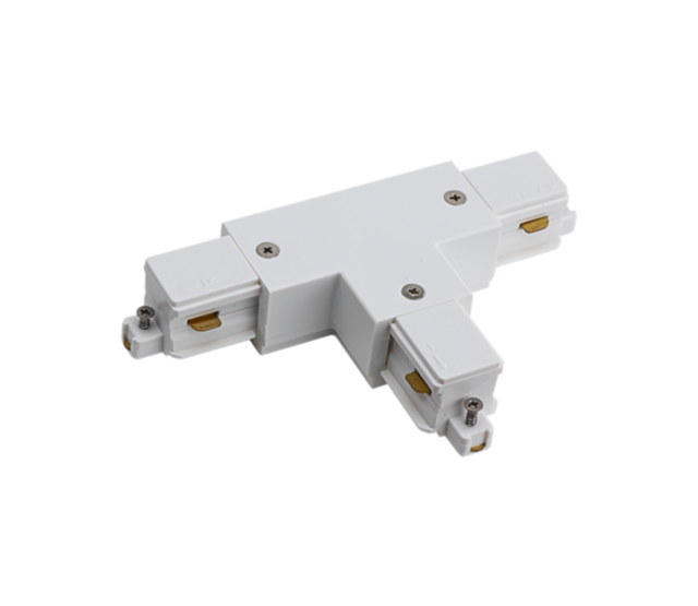 1-Phasen-Schienen-T-Verbinder - links - weiß - für LED-Streifen - 230V - 10A - IP20 - kompatibel mit Hutschienenmontage - präzise Steckverbindung - ideal für Beleuchtungsinstallationen 1-Phasen-Schienen-T-Verbinder - links - weiß - für LED-Streifen - 230V - 10A - IP20 - kompatibel mit Hutschienenmontage - präzise Steckverbindung - ideal für Beleuchtungsinstallationen