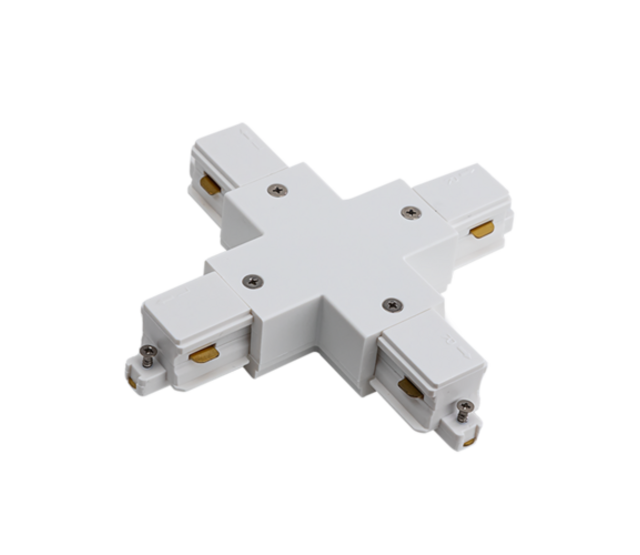 1-Phasen-Schienenverbinder X-Serie - Weiß, 230V, 16A, für LED-Streifen und Beleuchtungssysteme, kompatibel mit H-Schiene, einfache Montage, 1-polig, 1,5 mm² Querschnitt, IP20, ideal für Innenraumbeleuchtung 1-Phasen-Schienenverbinder X-Serie - Weiß, 230V, 16A, für LED-Streifen und Beleuchtungssysteme, kompatibel mit H-Schiene, einfache Montage, 1-polig, 1,5 mm² Querschnitt, IP20, ideal für Innenraumbeleuchtung