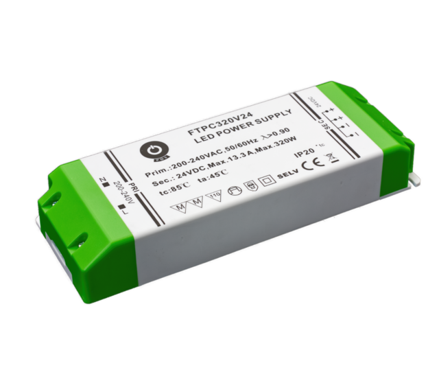 320W 24V 13,3A LED-Netzteil IP20 – Kompaktes Schaltnetzteil für LED-Streifen & Beleuchtung – FTPC320V24 – Energieeffizient & zuverlässig