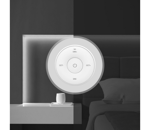 Draadlose Mini LED-Fernbedienung Miboxer K2S Weiß – Steuerung für LED-Streifen, RGB & CCT, 2,4 GHz, 20 m Reichweite, kompatibel mit Smart-Home-Systemen, inkl. Batterien