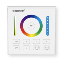 Drahtloser LED Wanddimmer RGBCCT – Steuerung für LED Streifen & Leuchten, Weiß B0, MiBoxer, 24V/12V, 2,4 GHz, App- & Sprachsteuerung, dimmbar, 255 Farben, 3000-6000K, 10-100% Helligkeit