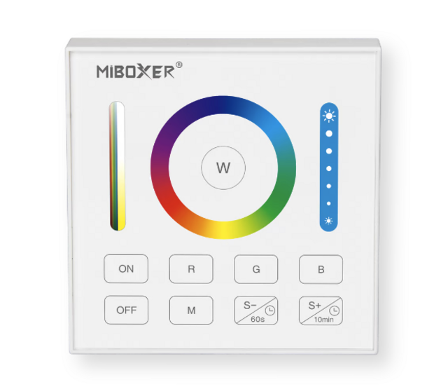 Drahtloser LED Wanddimmer RGBCCT – Steuerung für LED Streifen & Leuchten, Weiß B0, MiBoxer, 24V/12V, 2,4 GHz, App- & Sprachsteuerung, dimmbar, 255 Farben, 3000-6000K, 10-100% Helligkeit
