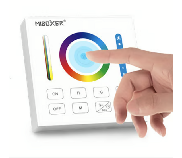 Draadloser LED Wanddimmer RGBCCT – Steuerung für LED Streifen & Leuchten, Weiß B0, Miboxer, 24V/12V, 2,4 GHz, App- & Sprachsteuerung, dimmbar, 255 Farben, 3000-6000K, 10-100% Helligkeit Draadloser LED Wanddimmer RGBCCT – Steuerung für LED Streifen & Leuchten, Weiß B0, Miboxer, 24V/12V, 2,4 GHz, App- & Sprachsteuerung, dimmbar, 255 Farben, 3000-6000K, 10-100% Helligkeit