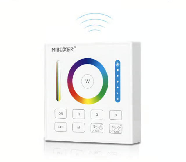 Drahtloser LED Wanddimmer RGBCCT – Steuerung für LED Streifen & Leuchten, Weiß B0, MiBoxer, 24V/12V, 2,4 GHz, App- & Sprachsteuerung, dimmbar, 255 Farben, 3000-6000K, 10-100% Helligkeit