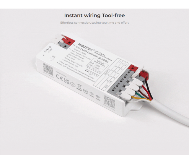 Professionelle 2,4 GHz 3-in-1 LED-Controller E3-RF für RGB, RGBW & RGB+CCT LED-Streifen – Funkfernbedienung, 12-24V DC, max. 144W, DMX-Steuerung, kompatibel mit Smart-Home-Systemen Professionelle 2,4 GHz 3-in-1 LED-Controller E3-RF für RGB, RGBW & RGB+CCT LED-Streifen – Funkfernbedienung, 12-24V DC, max. 144W, DMX-Steuerung, kompatibel mit Smart-Home-Systemen