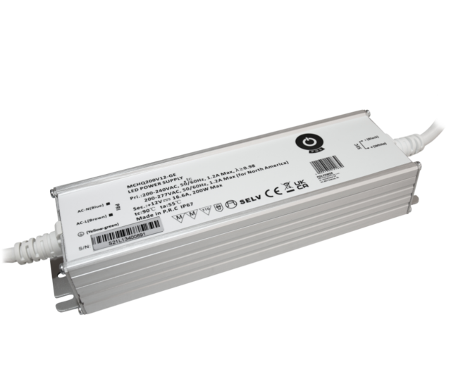 LED-Netzteil 200 Watt 24 Volt 8,3 Ampere – IP67 wasserdicht – Konstantspannung für LED-Streifen – MCHQ200V24-GE – robustes Gehäuse, effiziente Stromversorgung LED-Netzteil 200 Watt 24 Volt 8,3 Ampere – IP67 wasserdicht – Konstantspannung für LED-Streifen – MCHQ200V24-GE – robustes Gehäuse, effiziente Stromversorgung