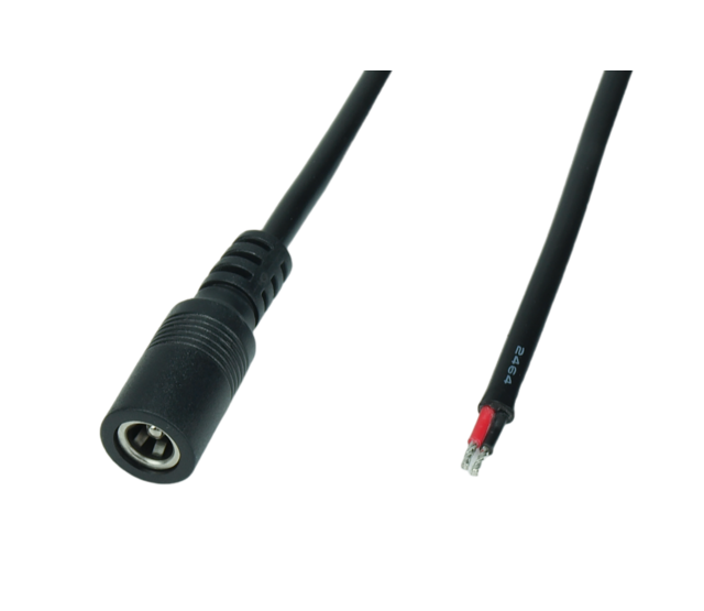 DC-Verlängerungskabel, 100 cm, 2x0,5 mm², weiblicher Stecker 2,1x5,5 mm, SPOSDC-Y-S21-1.0 – ideal für LED-Beleuchtung 12V/24V