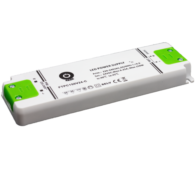LED-Netzteil 150 Watt 24 Volt 6,25 Ampere IP20 kompakt für LED-Streifen – FTPC150V24-C – Konstantspannungs-Treiber für effiziente LED-Beleuchtung LED-Netzteil 150 Watt 24 Volt 6,25 Ampere IP20 kompakt für LED-Streifen – FTPC150V24-C – Konstantspannungs-Treiber für effiziente LED-Beleuchtung