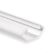 Weißes LED-Eckprofil C23.2 mit opaler Klickabdeckung, 1 oder 2 m