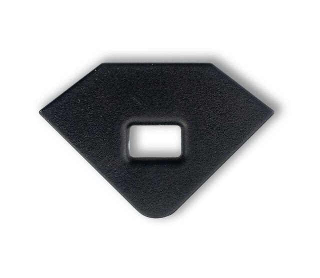 Schwarze Endkappe mit Kabeldurchführung C23.2ZWART, 22 mm breit, IP20, für 12/24V LED-Streifen in Aluminiumprofilen