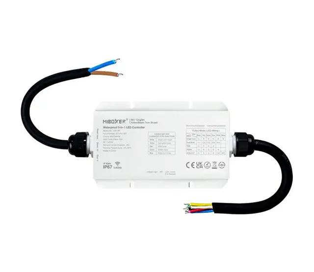 Wasserdichter WiFi + 2,4 GHz LED-Controller 12–24V 20A für LED-Streifen, optional mit Fernbedienung WL5-WP – IP67, dimmbar