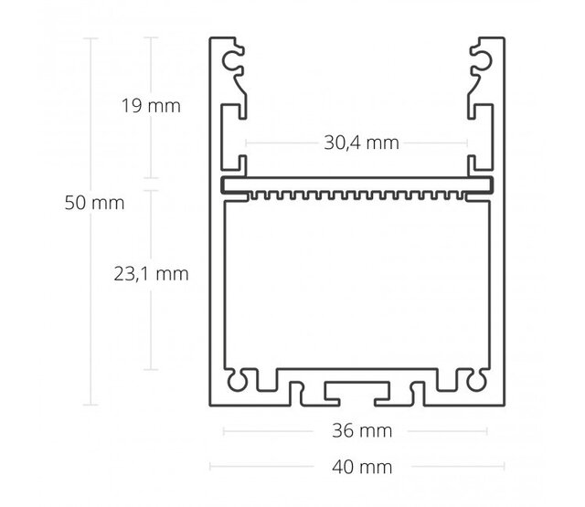 XL LED-Aluprofil 3 m, 40x50 mm mit Klick-Abdeckung für LED Streifen