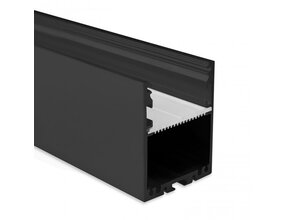 LED Aluprofil XL 3m mit Klick-Abdeckung 40x50mm Schwarz für LED Streifen