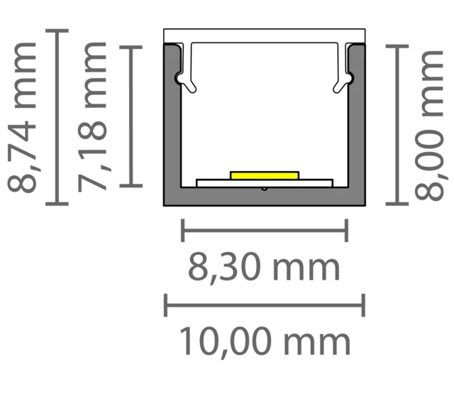 SLIM LED-Aluminiumprofil 10 mm x 8 mm mit Klick-Abdeckung für LED-Streifen – SLIM308ALU | Präzise Montage, optimale Lichtverteilung, hochwertiges Aluminium, ideal für Innenbeleuchtung SLIM LED-Aluminiumprofil 10 mm x 8 mm mit Klick-Abdeckung für LED-Streifen – SLIM308ALU | Präzise Montage, optimale Lichtverteilung, hochwertiges Aluminium, ideal für Innenbeleuchtung