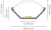 LED Eckprofil C33ALU – 45°, 2 m, mit runder oder flacher Klick-Abdeckung | Für LED Streifen bis 15 mm