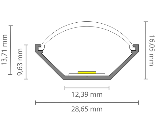 LED Eckprofil C33ALU – 45°, 2 m, mit runder oder flacher Klick-Abdeckung | Für LED Streifen bis 15 mm