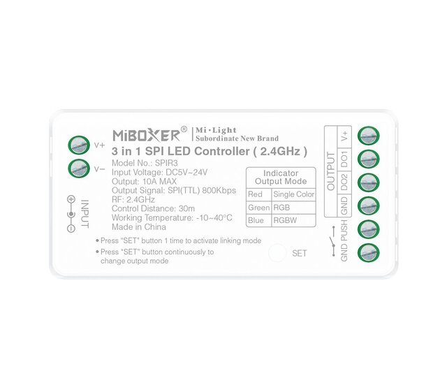 Miboxer SPIR3 SPI Controller: 3-in-1 LED-Controller für Einfarbige/RGB/RGBW/RGBWW LED-Streifen, 2048 Pixel, 5V-12V-24V, präzise Steuerung, ideal für LED-Beleuchtungsprojekte Miboxer SPIR3 SPI Controller: 3-in-1 LED-Controller für Einfarbige/RGB/RGBW/RGBWW LED-Streifen, 2048 Pixel, 5V-12V-24V, präzise Steuerung, ideal für LED-Beleuchtungsprojekte