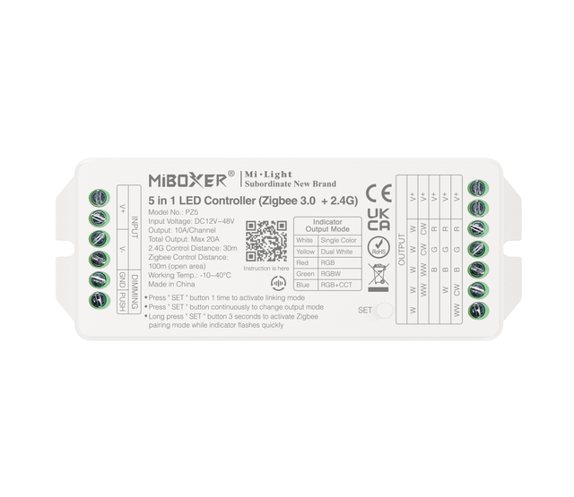 PRO Zigbee LED-Controller 5-in-1 – für Single Color/Dual White/RGB/RGBW/RGBWW/RGBCCT LED-Streifen 12-24-48V – PZ5 PRO Zigbee LED-Controller 5-in-1 – für Single Color/Dual White/RGB/RGBW/RGBWW/RGBCCT LED-Streifen 12-24-48V – PZ5