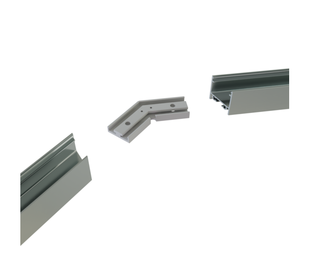 Verbinder 135° Silber für LED Profil 318 Silber inkl. 2 Madenschrauben M5 x 4