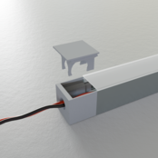 Endkappe mit Kabeldurchführung hinten für LED Aluminiumprofil 318Schwarz, 20 mm Breite, IP20, passend für LED Profil 20 mm, inkl. Montagezubehör