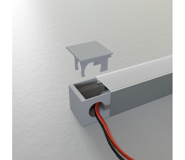 Endkappe mit Kabeldurchführung links für LED Aluminiumprofil 318ALU, 20 mm Breite, IP20, passend für LED Profil 20 mm, inkl. Montagezubehör Endkappe mit Kabeldurchführung links für LED Aluminiumprofil 318ALU, 20 mm Breite, IP20, passend für LED Profil 20 mm, inkl. Montagezubehör