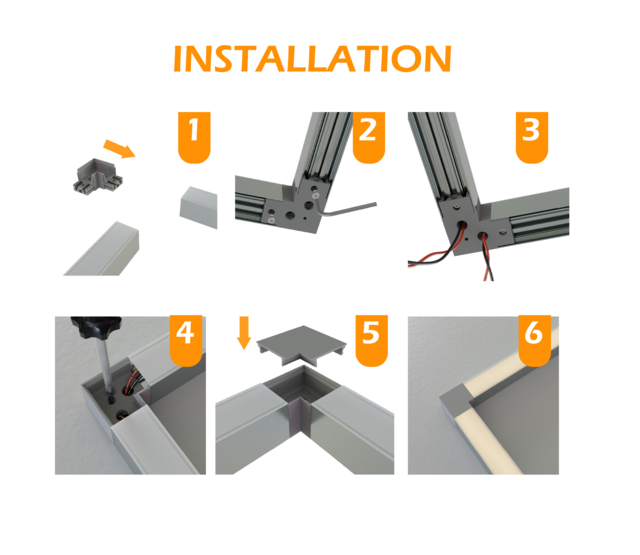 Eckverbinder 90° Schwarz für LED Profil XL306 inkl. 2 Madenschrauben M5 x 4
