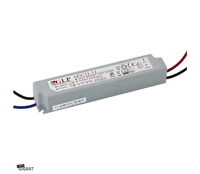 12W 12V 1A LED-Treiber IP67 wasserdicht - GLP GPV-12-12 Netzteil für LED-Streifen, 12 Watt 12 Volt 1 Ampere, staub- und spritzwassergeschützt, ideal für Außenbereich und Beleuchtung 12W 12V 1A LED-Treiber IP67 wasserdicht - GLP GPV-12-12 Netzteil für LED-Streifen, 12 Watt 12 Volt 1 Ampere, staub- und spritzwassergeschützt, ideal für Außenbereich und Beleuchtung