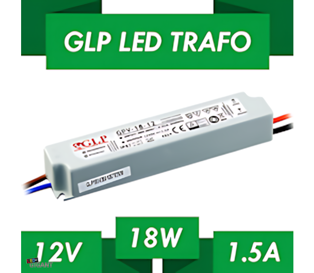 LED-Treiber 18 Watt 12 Volt 1,5 Ampere IP67 wasserdicht – GLP GPV-18-12 – Konstantspannungsnetzteil für LED-Streifen, Außenbereich geeignet LED-Treiber 18 Watt 12 Volt 1,5 Ampere IP67 wasserdicht – GLP GPV-18-12 – Konstantspannungsnetzteil für LED-Streifen, Außenbereich geeignet