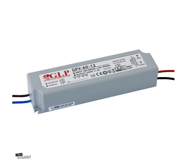 60W 12V 5A LED-Treiber IP67 wasserdicht – GLP GPV-60-12 – Konstantspannungsnetzteil für LED-Streifen, Außen- und Innenbereich, 60 Watt 12 Volt 5 Ampere 60W 12V 5A LED-Treiber IP67 wasserdicht – GLP GPV-60-12 – Konstantspannungsnetzteil für LED-Streifen, Außen- und Innenbereich, 60 Watt 12 Volt 5 Ampere