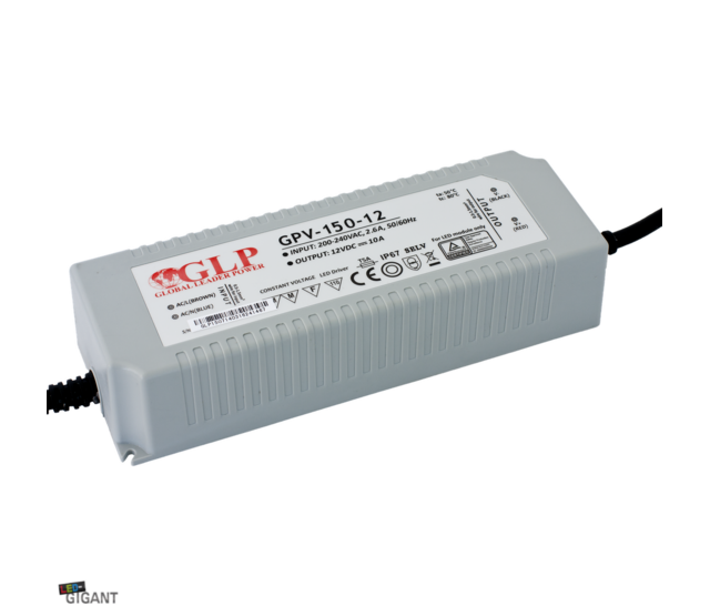 150W LED-Treiber 12V 12,5A IP67 wasserdicht – GLP GPV-150-12N – Konstantspannungsnetzteil für LED-Streifen, Außenbereich, 150 Watt, 12 Volt, 12,5 Ampere, staub- und wasserfest 150W LED-Treiber 12V 12,5A IP67 wasserdicht – GLP GPV-150-12N – Konstantspannungsnetzteil für LED-Streifen, Außenbereich, 150 Watt, 12 Volt, 12,5 Ampere, staub- und wasserfest