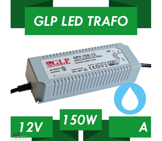 150W LED-Treiber 12V 12,5A IP67 wasserdicht – GLP GPV-150-12N – Konstantspannungsnetzteil für LED-Streifen, Außenbereich, 150 Watt, 12 Volt, 12,5 Ampere, staub- und wasserfest 150W LED-Treiber 12V 12,5A IP67 wasserdicht – GLP GPV-150-12N – Konstantspannungsnetzteil für LED-Streifen, Außenbereich, 150 Watt, 12 Volt, 12,5 Ampere, staub- und wasserfest