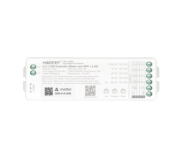 Matter 5-in-1 over wifi LED Controller – Smarte LED-Steuerung für LED-Streifen Matter 5-in-1 over wifi LED Controller – Smarte LED-Steuerung für LED-Streifen