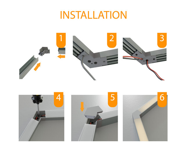Eckverbinder 120° Weiß für LED Profil XL306 Weiß inkl. 2 Madenschrauben M5 x 4